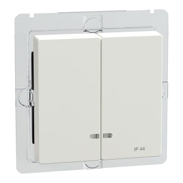 MERTEN - Doppelwippe mit Kontrollfenster IP44, polarweiß glänzend, System M