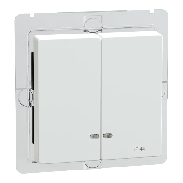 MERTEN - Doppelwippe mit Kontrollfenster IP44, aktivweiß glänzend, System M
