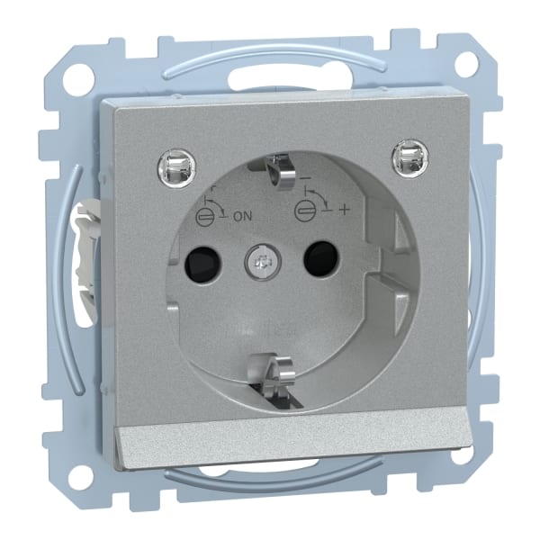 MERTEN - SCHUKO-Steckdose m. Lichtausl. u. LED-Bel.-Modul, BRS, StK, aluminium, Sys. M
