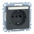 MERTEN - SCHUKO-Steckdose mit Übersp.schutz und Schriftf., BRS, StK, anthrazit, System M