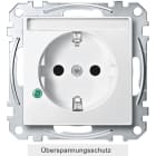 MERTEN - SCHUKO-Steckdose mit Übersp.schutz und Schriftf., BRS, StK, polarweiß, System M
