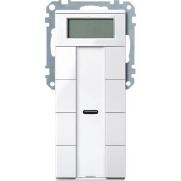 MERTEN - Taster 4fach plus mit Raumtemperaturregler, polarweiß glänzend, System M