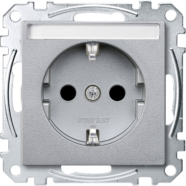 MERTEN - SCHUKO-Steckdose mit Schriftfeld, BRS, Steckklemmen, aluminium, System M