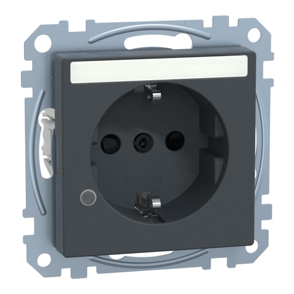 MERTEN - SCHUKO-Steckdose mit Ko.Licht und Schriftf., BRS, Steckkl., anthrazit, System M