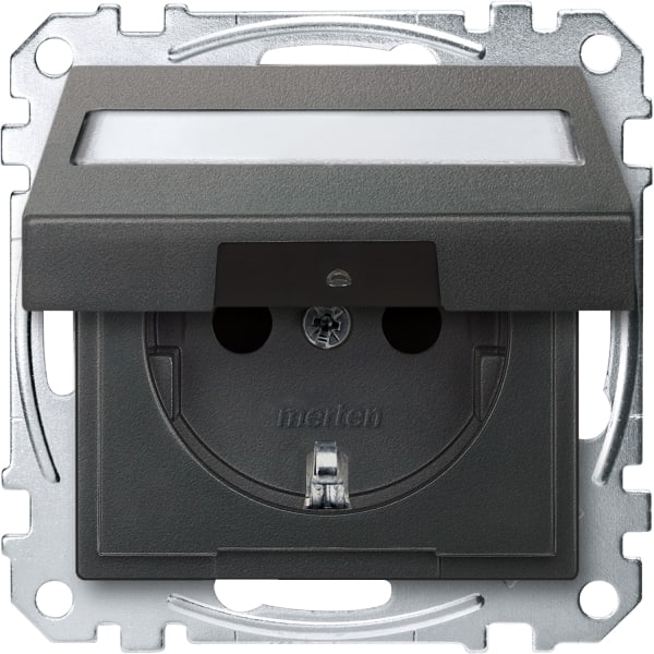 MERTEN - SCHUKO-Steckdose mit Klappd. und Schriftf., BRS, Steckkl., anthrazit, System M