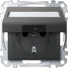 MERTEN - SCHUKO-Steckdose mit Klappd. und Schriftf., BRS, Steckkl., anthrazit, System M