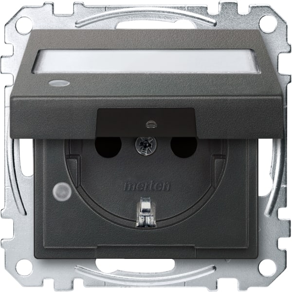 MERTEN - SCHUKO-Steckdose m. Klappd., Ko.Licht u. Schriftf., BRS, StK, anthrazit, Sys. M