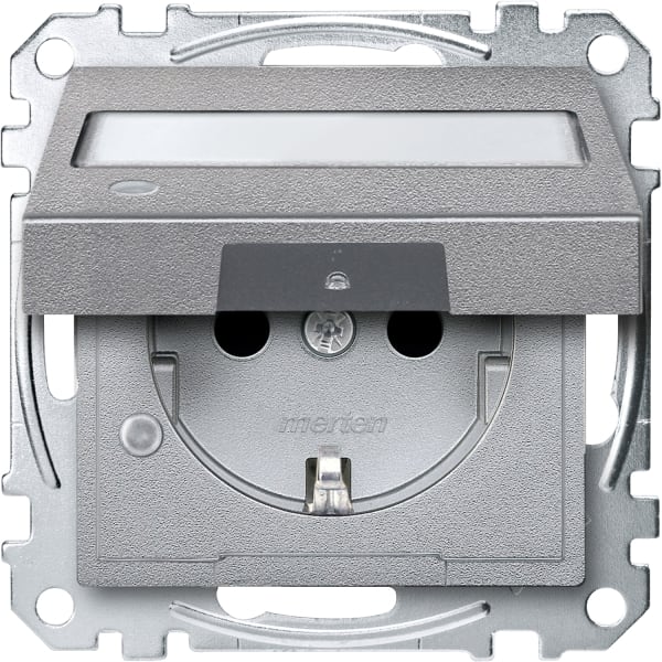 MERTEN - SCHUKO-Steckdose m. Klappd., Ko.Licht u. Schriftf., BRS, StK, aluminium, Sys. M