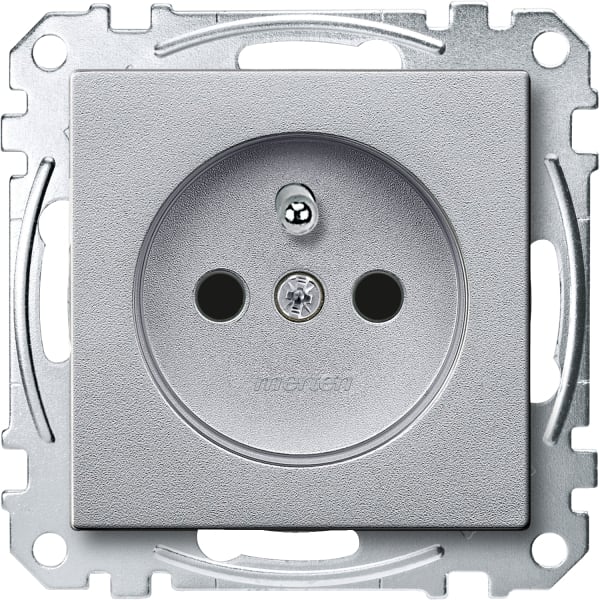 MERTEN - Steckdose mit Schutzkontaktstift, BRS, Steckklemmen, aluminium, System M