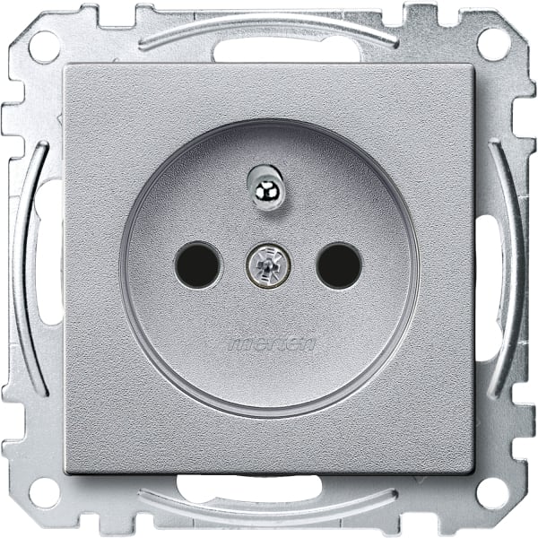 MERTEN - Steckdose mit Schutzkontaktstift, BRS, Schraub-Liftklemmen, aluminium, System M