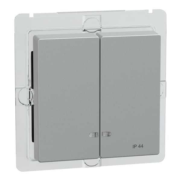 MERTEN - Doppelwippe mit Kontrollfenster IP44, aluminium, System M