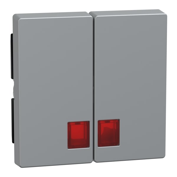 MERTEN - Doppelwippe mit rotem Symbolfenster, aluminium, System M