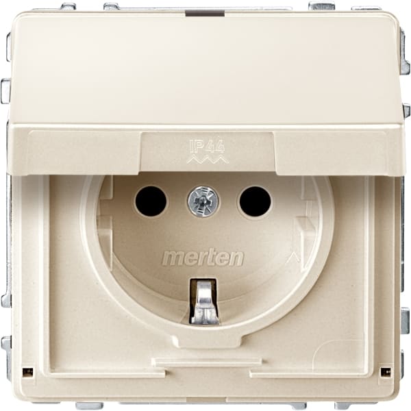 MERTEN - SCHUKO-Steckdose mit Klappdeckel, BRS, Steckklemmen, weiß, AQUADESIGN
