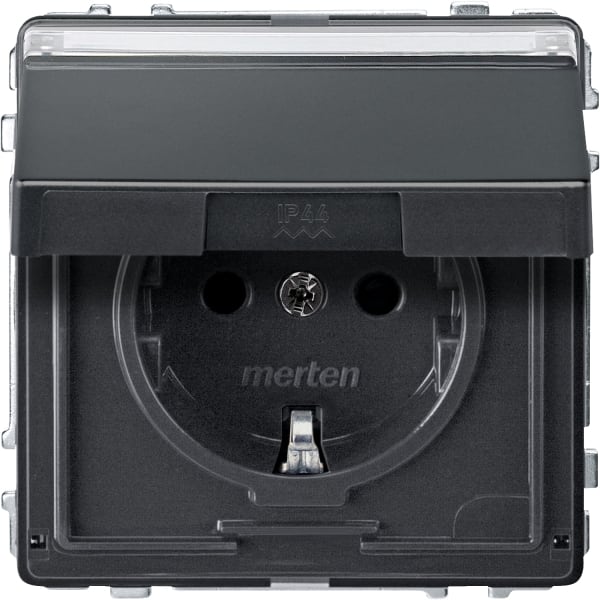 MERTEN - SCHUKO-Steckdose mit Klappd. und Schriftf., BRS, Steckkl., anthrazit, AQUADESIGN
