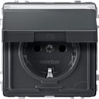 MERTEN - SCHUKO-Steckdose mit Klappd. und Schriftf., BRS, Steckkl., anthrazit, AQUADESIGN