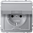 MERTEN - SCHUKO-Steckdose mit Klappd. und Schriftf., BRS, Steckkl., aluminium, AQUADESIGN