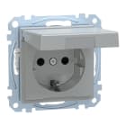 MERTEN - SCHUKO-Steckdose mit Klappdeckel, IP44, BRS, Steckklemmen, aluminium, System M