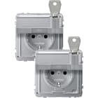 MERTEN - SCHUKO-Steckd.m.Klappd.u.Schriftf.abschl.m. 2 gl.n Schl. BRS, StK,alu,AQUADESIGN