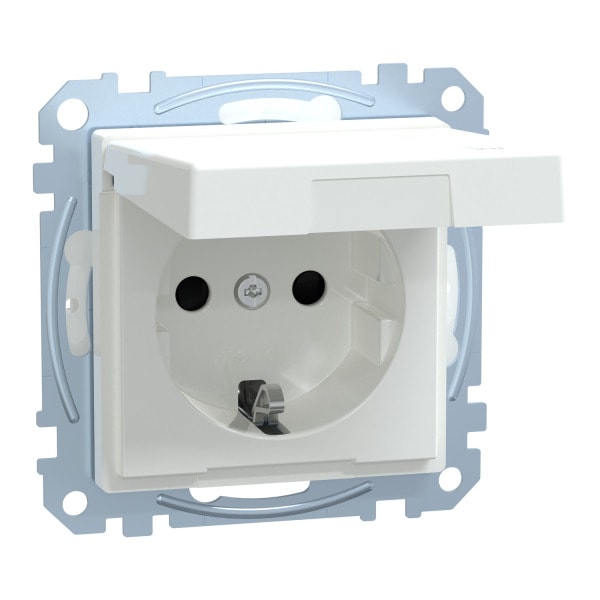 MERTEN - SCHUKO-Steckdose mit Klappd., IP44, BRS, SK, aktivweiß glänzend, System M