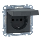 MERTEN - SCHUKO-Steckdose mit Klappd., IP44, BRS, Schraub-Liftkl., anthrazit, System M