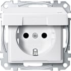 MERTEN - SCHUKO-Steckdose mit Klappd., IP44, BRS, Schraub-Liftkl., polarweiß, System M