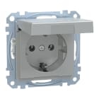 MERTEN - SCHUKO-Steckdose mit Klappd., IP44, BRS, Schraub-Liftkl., aluminium, System M