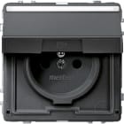 MERTEN - Steckdose m. Schutzk.stift, Klappd. u. Schriftf., BRS, SK, anthrazit, AQUADESIGN