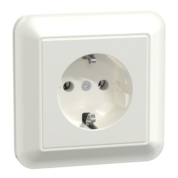 MERTEN - SCHUKO-Steckdose mit voller Abdeckplatte, StK, polarweiß glänzend, ATELIER-M