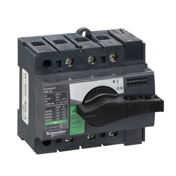 SCHNEIDER ELECTRIC - Lasttrennsch. INS63,3P, 63A/690V AC/250V DC,Drehantrieb schwarz
