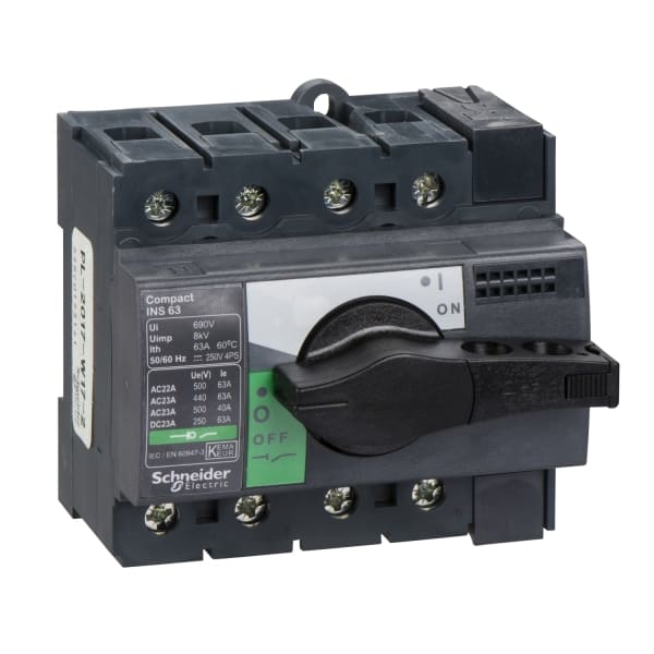 SCHNEIDER ELECTRIC - Lasttrennsch. INS63,4P, 63A/690V AC/250V DC,Drehantrieb schwarz