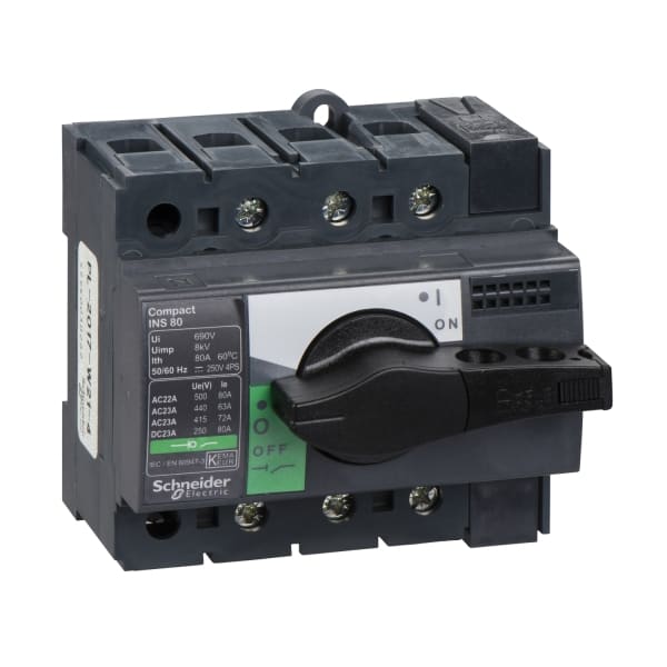 SCHNEIDER ELECTRIC - Lasttrennsch. INS80,3P, 80A/690V AC/250V DC,Drehantrieb schwarz
