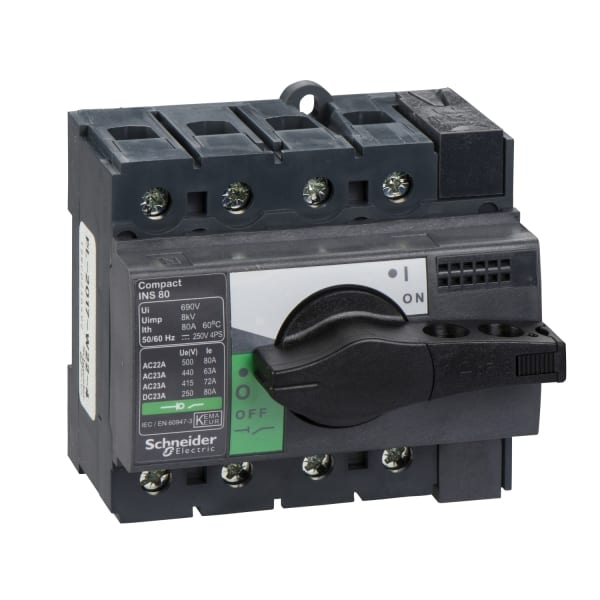 SCHNEIDER ELECTRIC - Lasttrennsch. INS80,4P, 80A/690V AC/250V DC,Drehantrieb schwarz