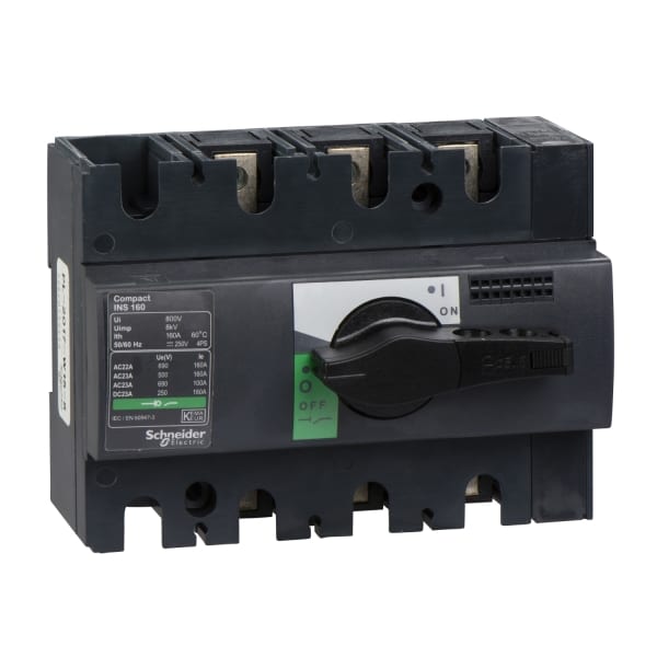 SCHNEIDER ELECTRIC - Lasttrennsch. INS160,3P, 160A/690V AC/250V DC,Drehantrieb schwarz