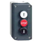 SCHNEIDER ELECTRIC - Aufbaugehäuse XALD, Kstst, dgr, 3 Drucktaster, STOP, Pfeile Auf-Ab, 2S+1Ö