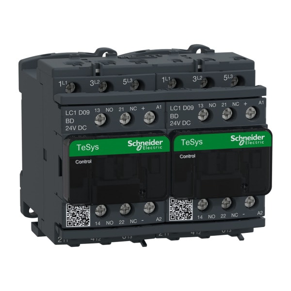 SCHNEIDER ELECTRIC - Wendeschützkombination, 3p+1S+1Ö, 4kW/400V/AC3 9A, Spule 24V DC