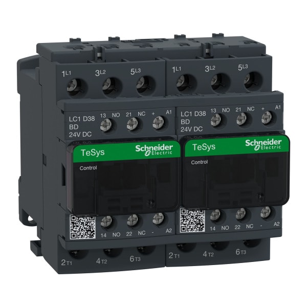 SCHNEIDER ELECTRIC - Wendeschützkombination, 3p+1S+1Ö, 18,5kW/400V/AC3 38A, Spule 24V DC