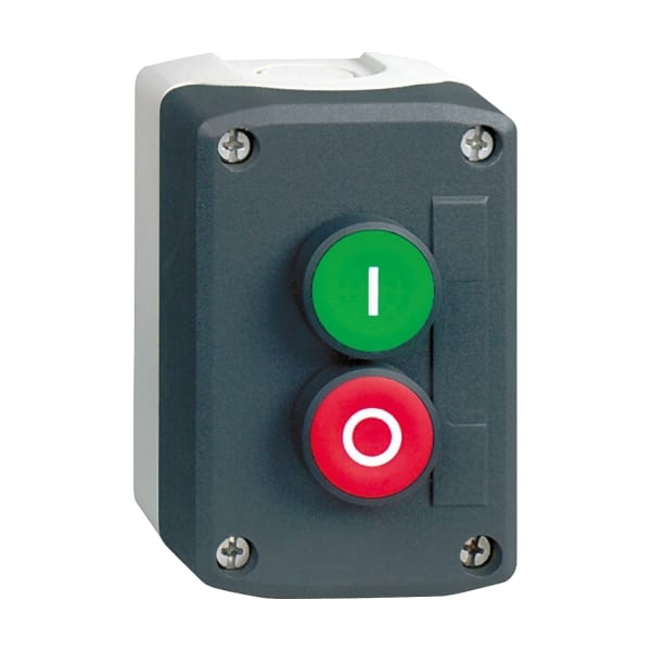 SCHNEIDER ELECTRIC - Aufbaugehäuse XALD, Kstst, dgr, 2 Drucktaster, grün, rot, I-O, 1S+1Ö