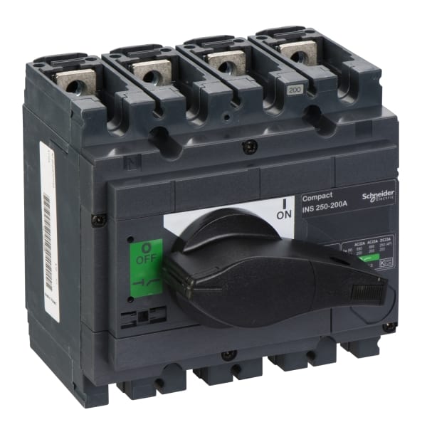SCHNEIDER ELECTRIC - Lasttrennschalter ComPact INS250 4P 200A Festeinbau mit schwarzem Drehantrieb