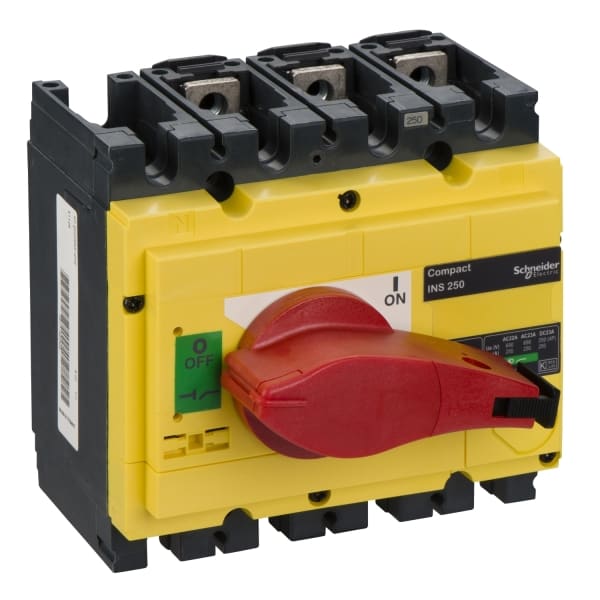 SCHNEIDER ELECTRIC - Lasttrennsch. INS250,3P, 250A/690V AC/250V DC,Drehantrieb rot/Grund gelb