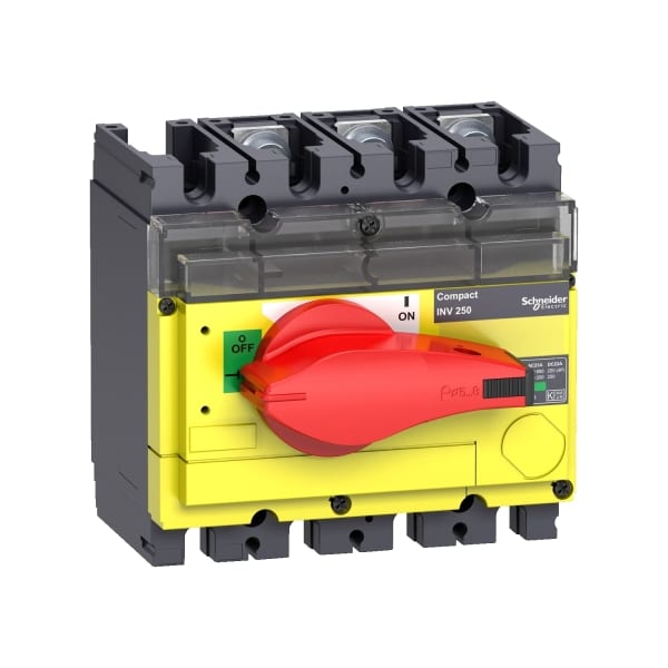 SCHNEIDER ELECTRIC - Lasttrennsch. INV250, 3 P, 250A/690V DC/AC, Roter Drehhebel/gelber Grund