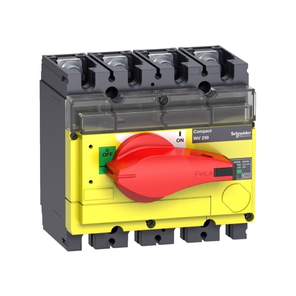 SCHNEIDER ELECTRIC - Lasttrennsch. INV250, 4 P, 250A/690V DC/AC, Roter Drehhebel/gelber Grund