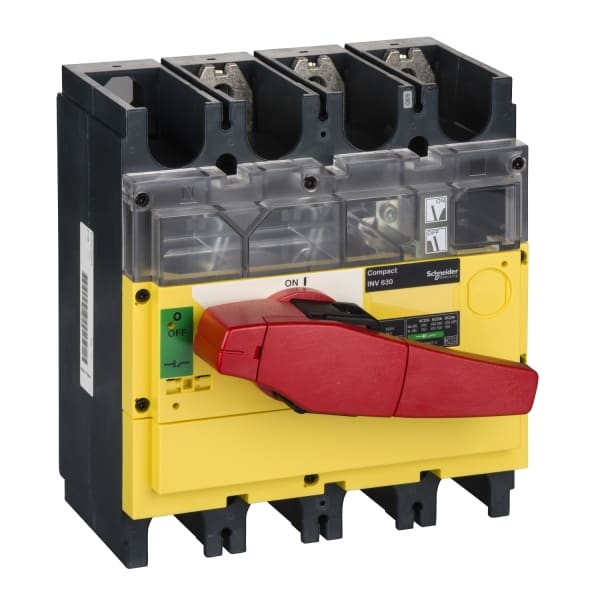 SCHNEIDER ELECTRIC - Lasttrennsch. INV630, 3 P, 630A/690V DC/AC, Roter Drehhebel/gelber Grund