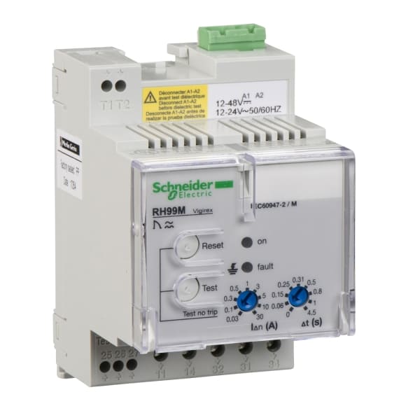 SCHNEIDER ELECTRIC - Erdschlussrelais RH99M mit manueller Rücksetzung, 0,03-30A, 0-4,5 s, 24V