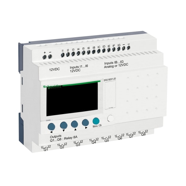 SCHNEIDER ELECTRIC - Zelio Logic Kompakt, 12E/8A, 12V DC, Uhr, Display