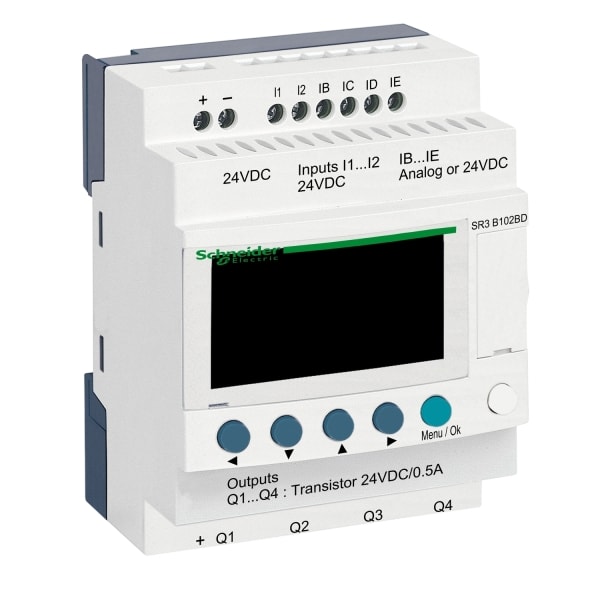SCHNEIDER ELECTRIC - Zelio Logic Modular, 6E/4A, 24ADC, Uhr, Display