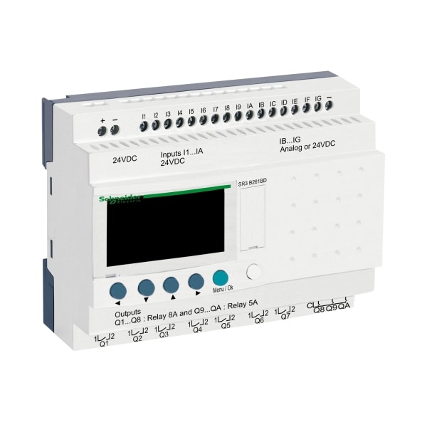 SCHNEIDER ELECTRIC - Zelio Logic Modular, 16E/10A, 24VDC, Uhr, Display