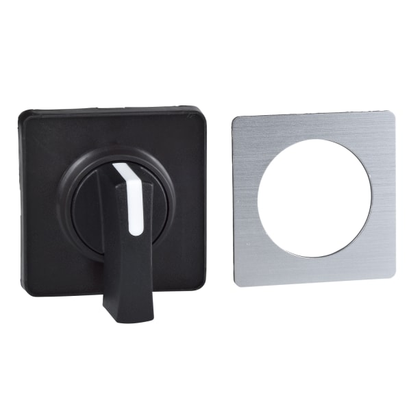 SCHNEIDER ELECTRIC - Betätigungselement 45x45mm, silberfarben- Knebel, schwarz, zum Gravieren