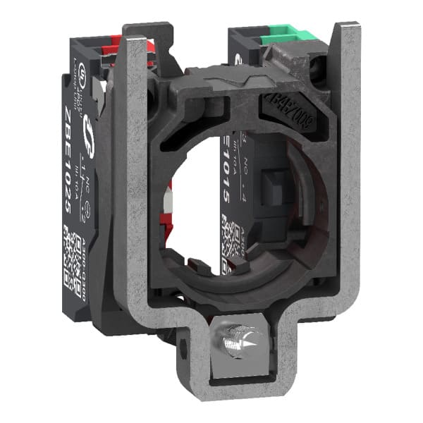 SCHNEIDER ELECTRIC - Hilfsschalterblock+Befestigungsflansch, XB4, Metall, 22mm, 30mm, 1S+1Ö, Spring Clamp