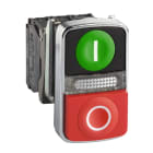 SCHNEIDER ELECTRIC - Doppeldrucktaster, XB4, Metall, 22mm, grün, rot, I/O, bel., tast., 1S+1Ö, 24VACDC