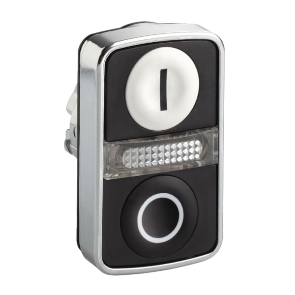 SCHNEIDER ELECTRIC - Doppeldrucktaster Frontelement XB4, Metall, 22mm, schwarz, weiß, I/O, bel.